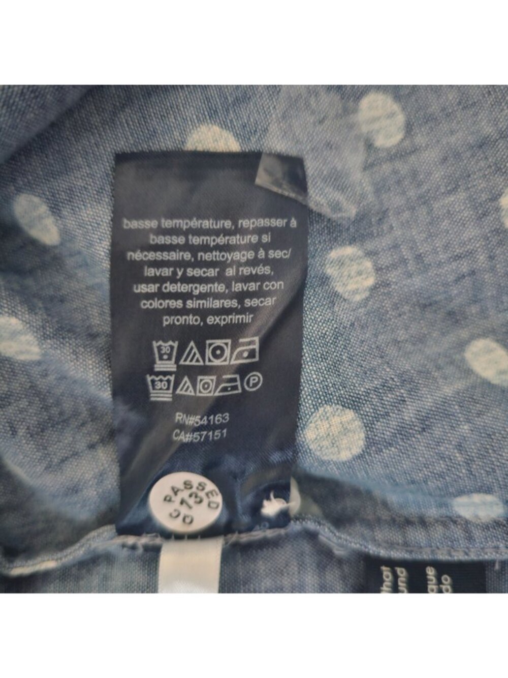 Tommy Hilfiger Women's Chambray Roll Tab Sleeve Polka Dot Print Shirt Size S/P - Picture 12 of 16